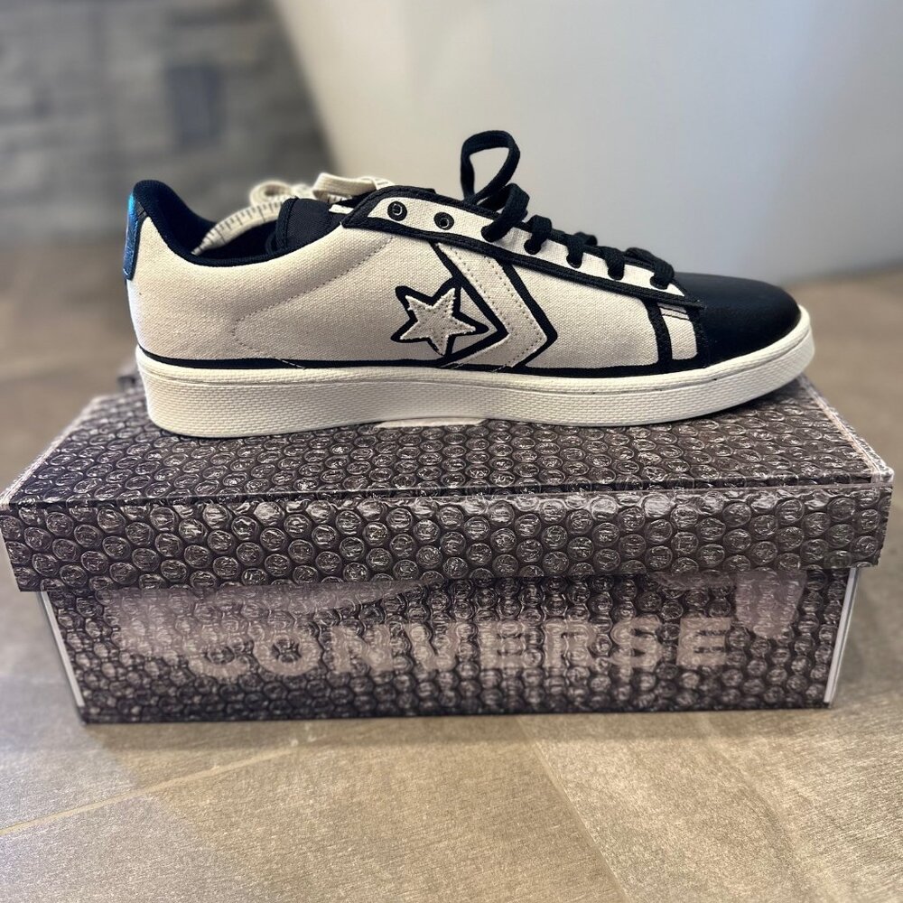 Converse X Joshua Vides Pro Leather White Black Canvas Low Size 11 Tape Measure